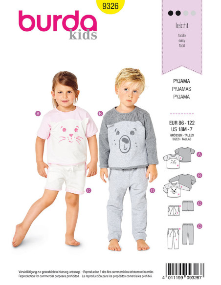 Pajama pattern - Burda 9326