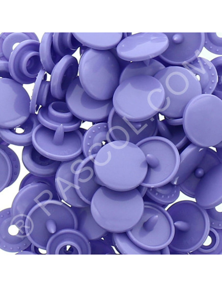 Pack of 25 round KAM resin snaps - Lilac