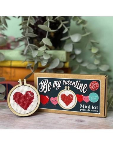 Mini cross-stitch embroidery kit - Be my Valentine