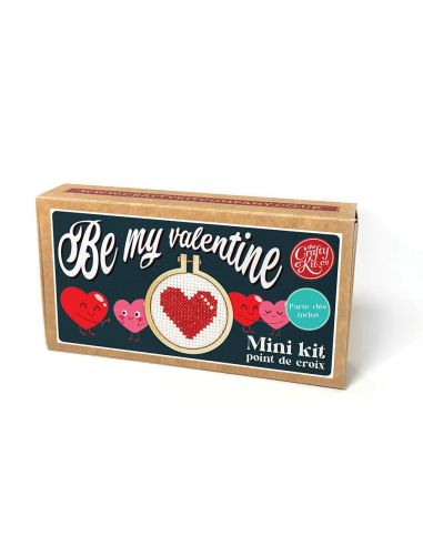 Mini cross-stitch embroidery kit - Be my Valentine