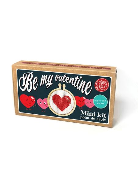 Mini cross-stitch embroidery kit - Be my Valentine