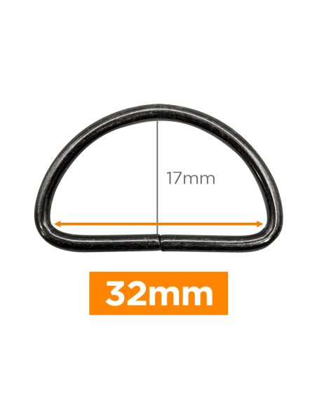 Premium D-ring - Gunmetal 32 mm