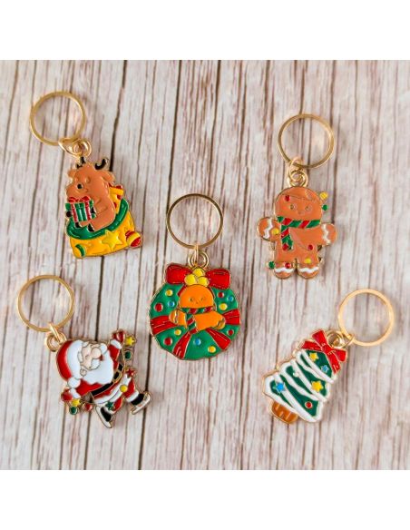 Set of 5 stitch markers - Christmas assortment