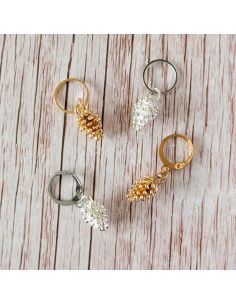 Set of 4 stitch marker rings - Pine cones