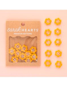 Daisy buttons 4 holes - Yellow 16 mm