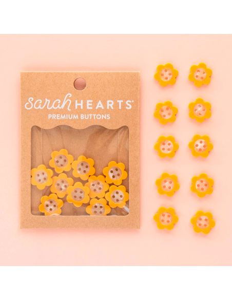 Daisy buttons 4 holes - Yellow 16 mm