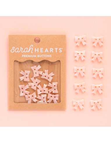 Small bow buttons with 2 holes - Pink 15 mm