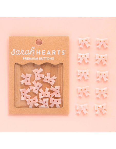 Small bow buttons with 2 holes - Pink 15 mm