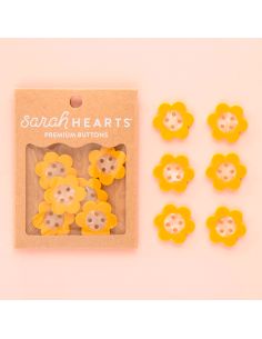 4-hole daisy buttons - Yellow 27 mm