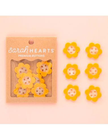 4-hole daisy buttons - Yellow 27 mm