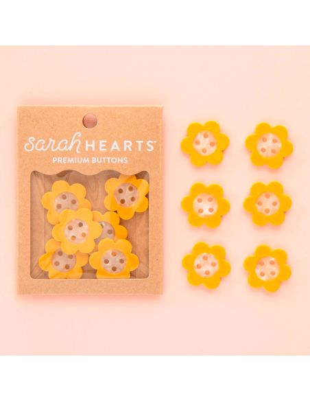 4-hole daisy buttons - Yellow 27 mm