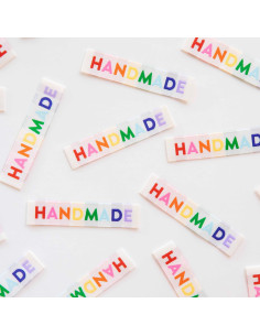 Set of 8 woven labels - Handmade rainbow
