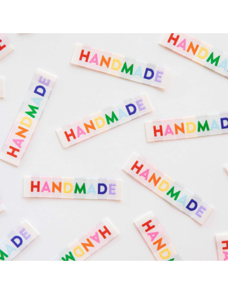 Set of 8 woven labels - Handmade rainbow