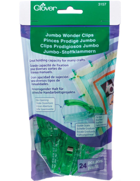 Pack of 24 Prodige Clover Jumbo Clips - Dark Green