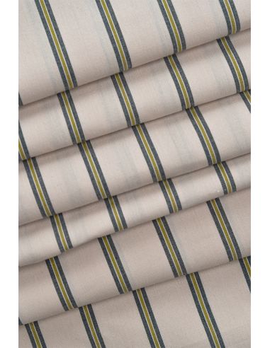 Striped cotton fabric Weave Line Milky Clay - Atelier Brunette