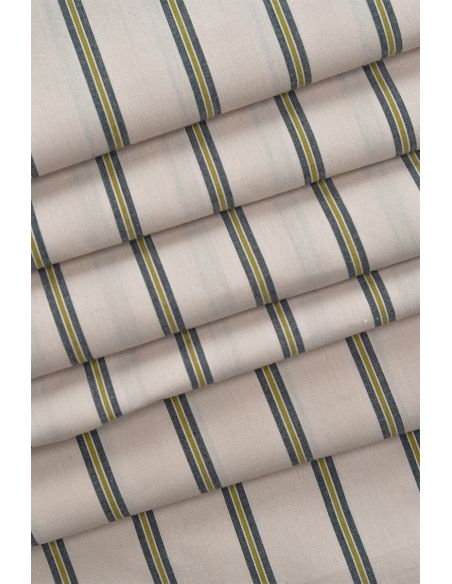 Striped cotton fabric Weave Line Milky Clay - Atelier Brunette