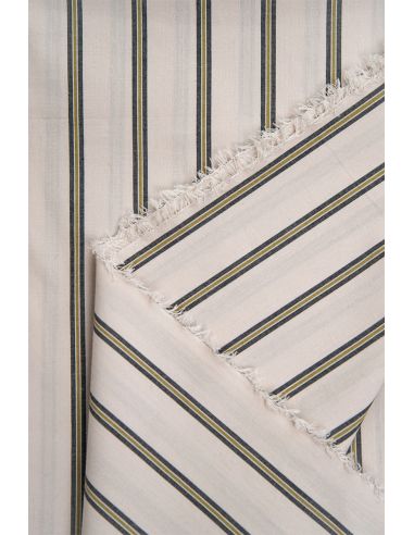 Striped cotton fabric Weave Line Milky Clay - Atelier Brunette