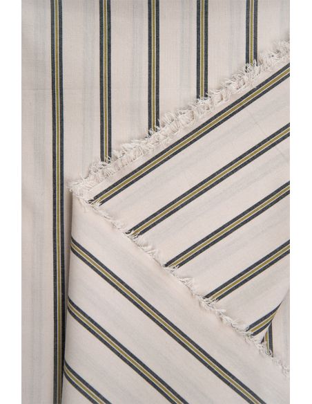 Striped cotton fabric Weave Line Milky Clay - Atelier Brunette