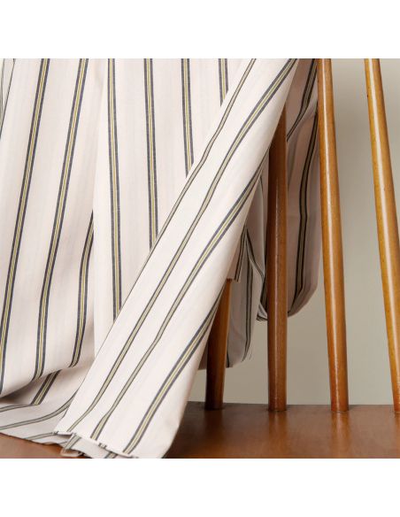 Striped cotton fabric Weave Line Milky Clay - Atelier Brunette