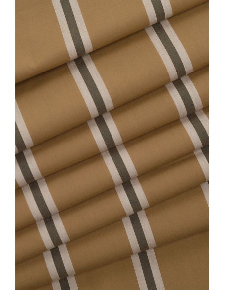 Striped cotton fabric Weave Iced Mocha - Atelier Brunette