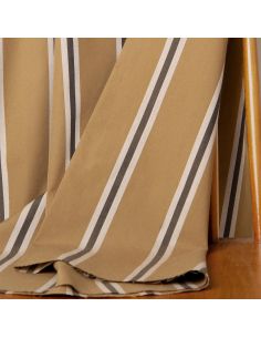 Striped cotton fabric Weave Iced Mocha - Atelier Brunette