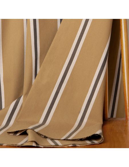 Striped cotton fabric Weave Iced Mocha - Atelier Brunette