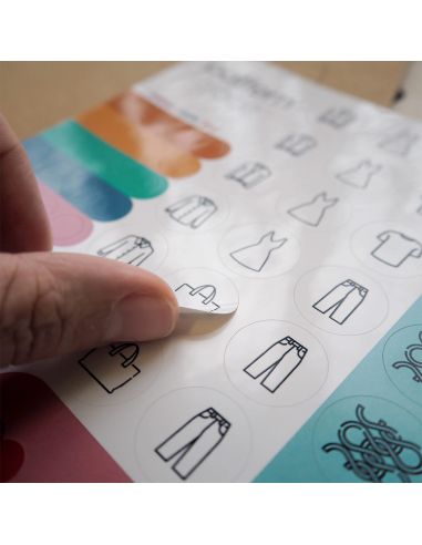 Organization stickers for sewing patterns