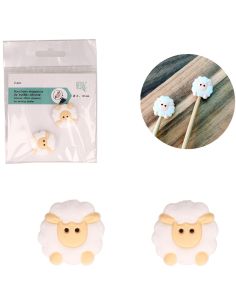 Stitch stoppers for knitting needles - White sheep