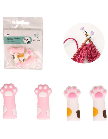 Stitch stoppers for knitting needles - Cat paws