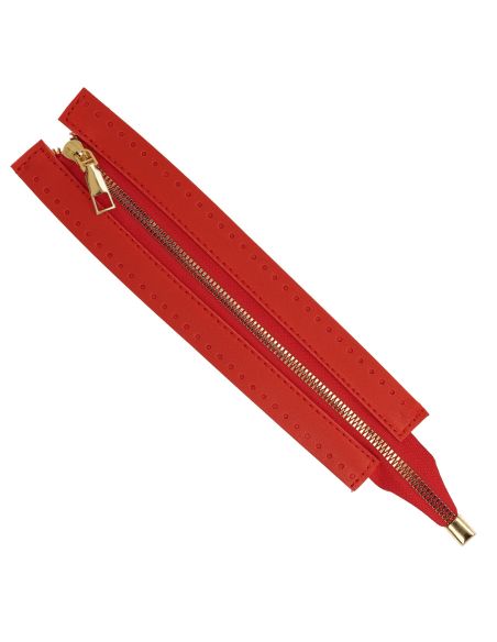Special zipper faux leather bag 30 cm - Red