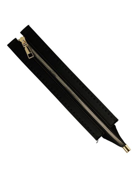 Special zipper faux leather bag 30 cm - Black