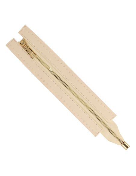 Special zipper faux leather bag 30 cm - Ivory