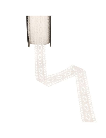 Cotton lace between two Marguerite 21 mm - White