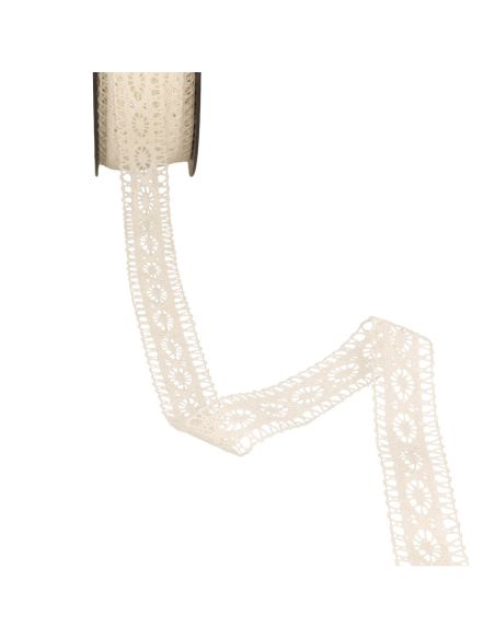 Cotton lace between two Marguerite 21 mm - Ecru