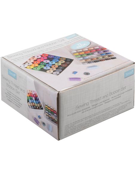 Sewing thread kit & flat metal bobbins – 72 pieces – assorted colors