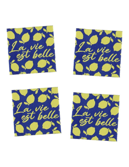Set of 4 sew-on labels - Life is beautiful