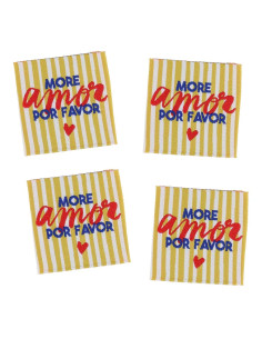 Set of 4 sew-on labels - More amor por favor
