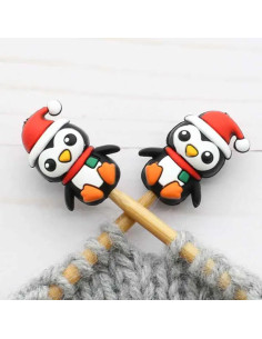 Stitch stoppers for knitting needles - Christmas penguins