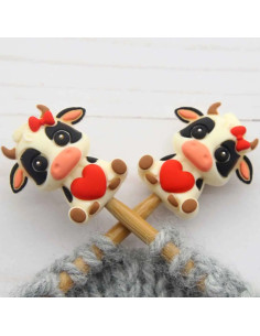 Stitch stoppers for knitting needles - Lovely cow