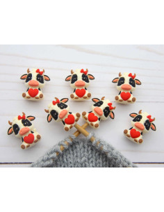 Stitch stoppers for knitting needles - Lovely cow 2