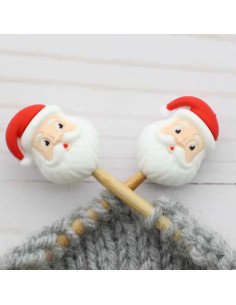 Stitch stoppers for knitting needles - Santa Claus
