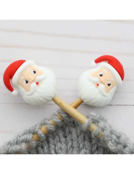Stitch stoppers for knitting needles - Santa Claus