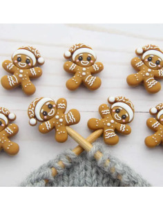 Stitch stoppers for knitting needles - Gingerbread Cookie 2