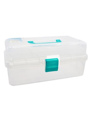 Transparent sewing box with 3 levels