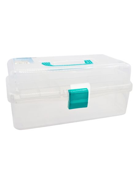 Transparent sewing box with 3 levels