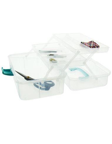 Transparent sewing box with 3 levels