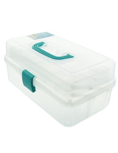 Transparent sewing box with 3 levels