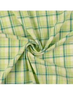 Scottish tartan flannel fabric - Green with mint stripes