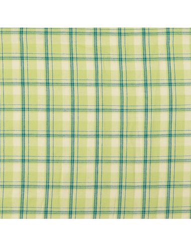 Scottish tartan flannel fabric - Green with mint stripes
