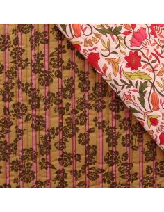 Quilted cotton fabric Alphonse - Peach and camel